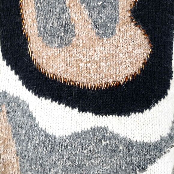 Vintage Silk Angora Lambswool Sweater Beaded Sequins Abstract Size Medium - Picture 5 of 8
